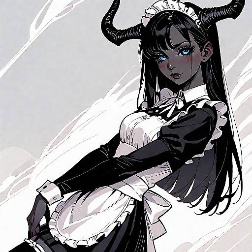 Shy Anime Maid with Unique Features