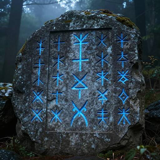 Glowing Ancient Runes on Granite