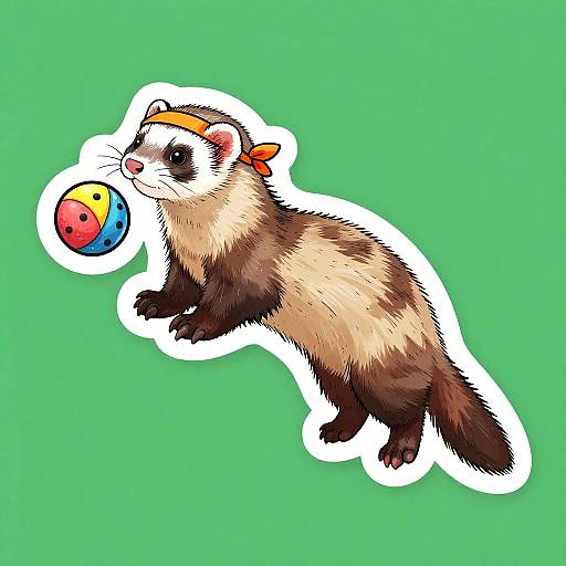 Ferret Leaping Sticker Design