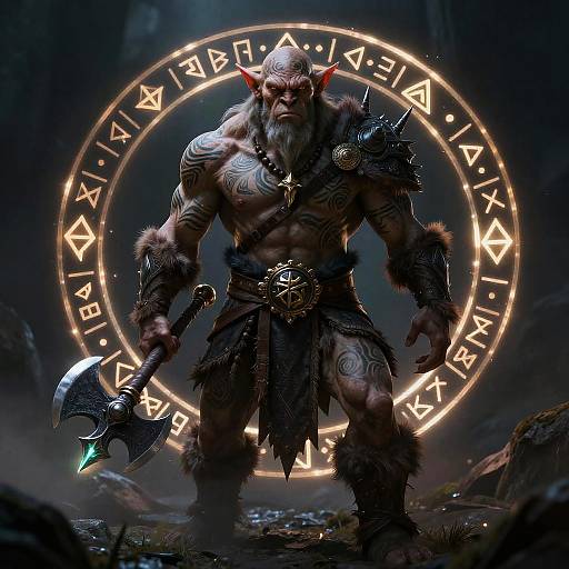 Handsome Goblin Warrior with Glowing Tattoos