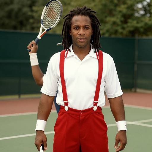 Vintage Tennis Player with Dreadlocks