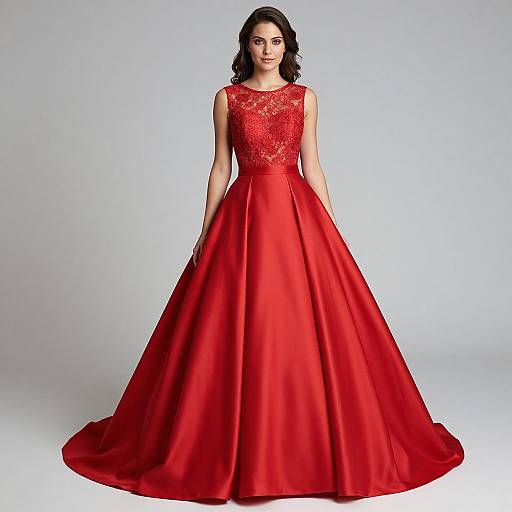 Elegant Woman in Red Ball Gown