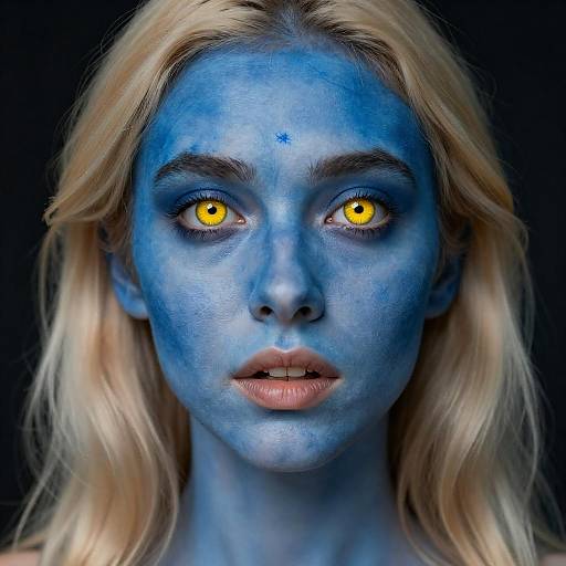 Otherworldly Blue Woman With Cracked Skin