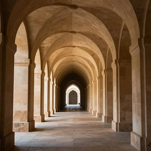 Luminous Corridor of Arches and Symmetry