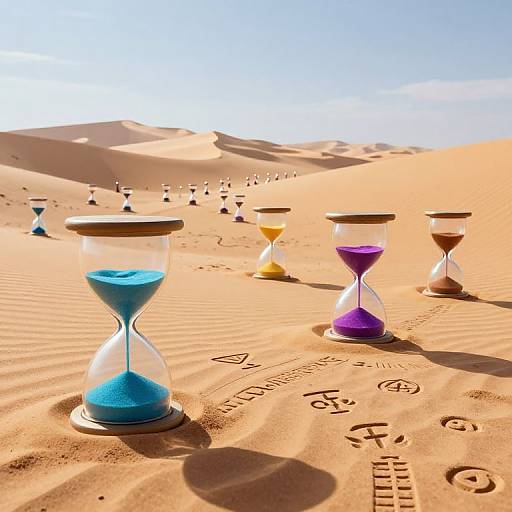 Surreal Cyberpunk Hourglass Desert