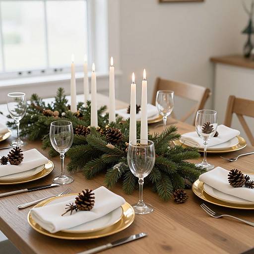 Elegant Christmas Table Setting with Candles