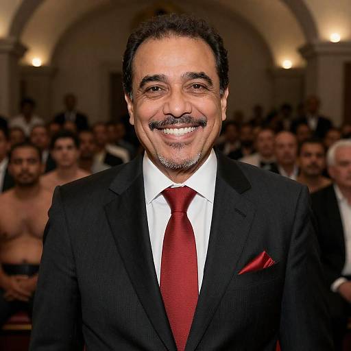 Charismatic Man in Crowd: Smiling Portrait