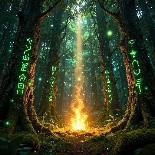 Enchanted Forest with Glowing Runes