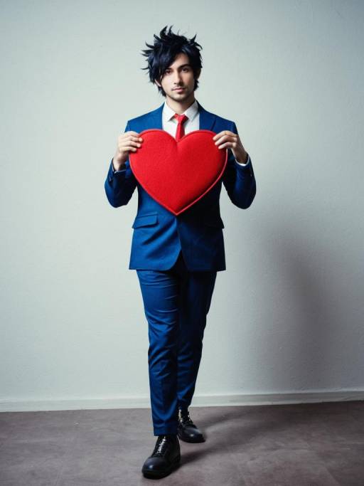 Man Holding Red Heart Symbol