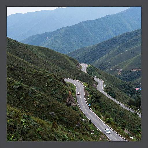 Aerial View of Winding Mountain Road