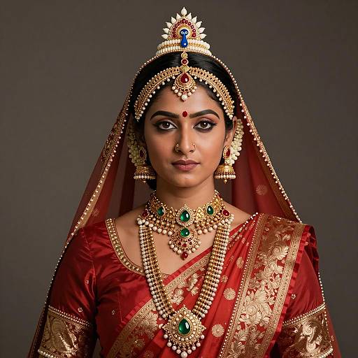 Indian Woman in Traditional Krishna-Inspired Attire