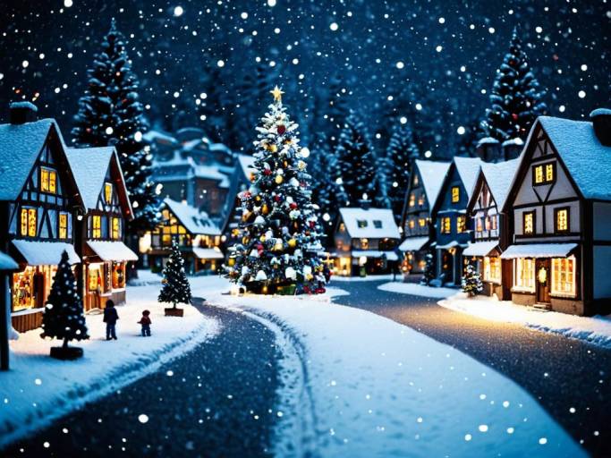 Charming Christmas Village Wallpaper Design