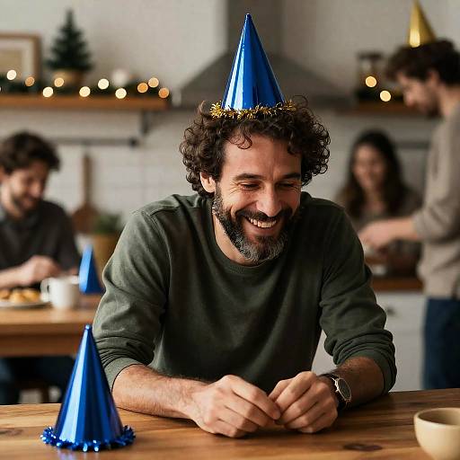 Joyful Celebration in a Cozy Kitchen