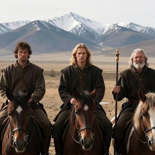 Medieval Horsemen in Barren Landscape