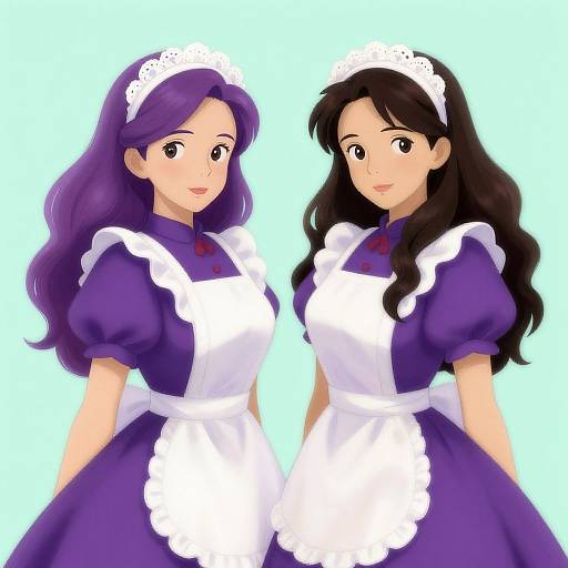 Ghibli-Style Maid Duo Illustration