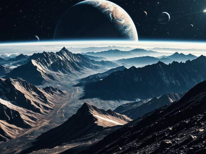 Stunning Planetary Mountain Landscape Wallpaper