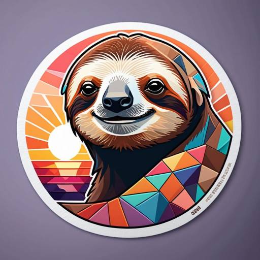 Cubist Smiling Sloth Sticker Art