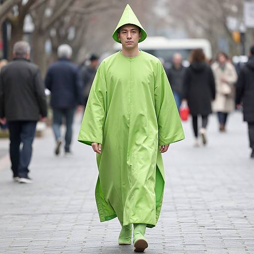 Man in Lime Green Costume Walking