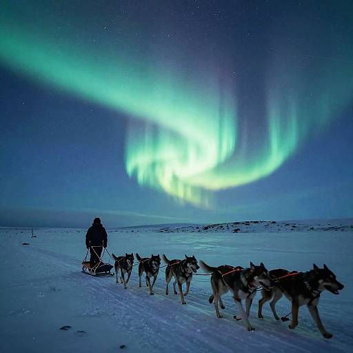 Aurora-Lit Arctic Dog Sled Journey