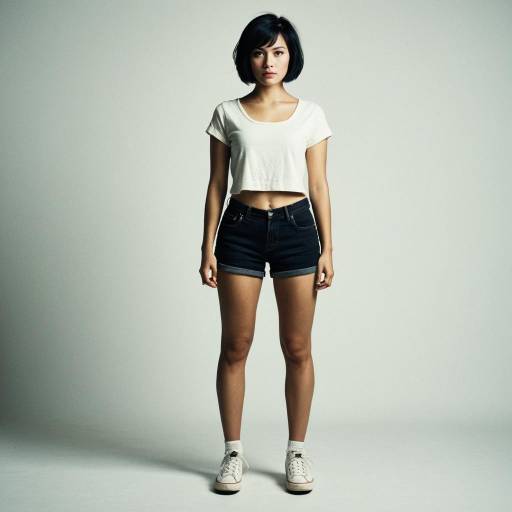 Realistic Solo Woman in Short Set