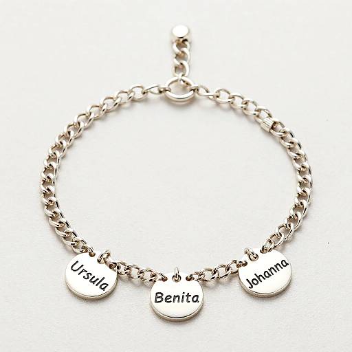 Elegant Silver Chain Bracelet with Name Tags