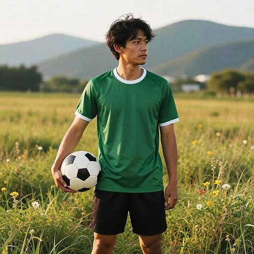 Asian Soccer Player in Field