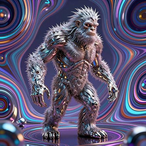 Psychedelic Shiny Wild Man Portrait