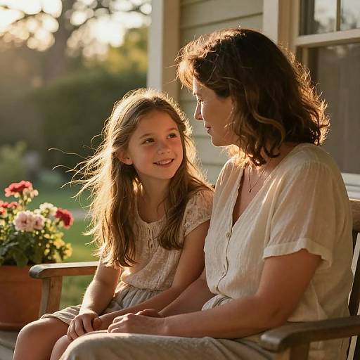 Warm Mother-Daughter Porch Moment