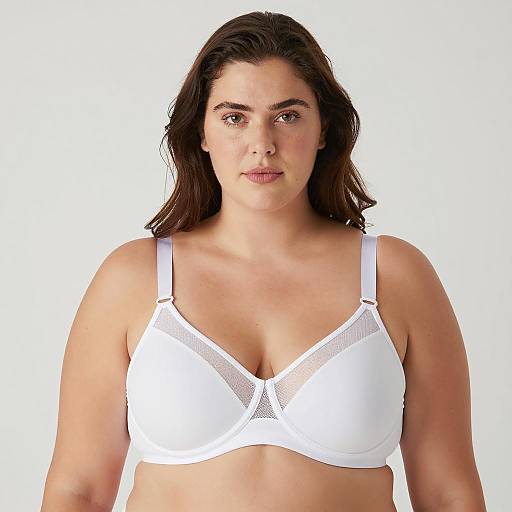 Plus-Size Woman in White Underwire Bra