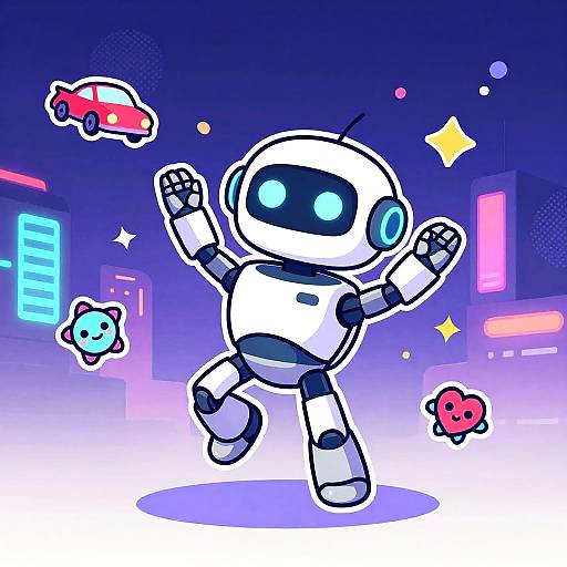 Joyful Cyberpunk Robot Dance