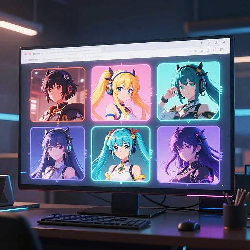 Futuristic Anime Art Studio Interface