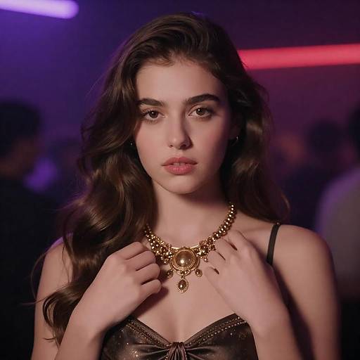 Nightclub Portrait: Woman with Gold Necklace
