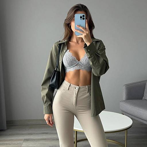 Chic Mirror Selfie in Neutral Tones
