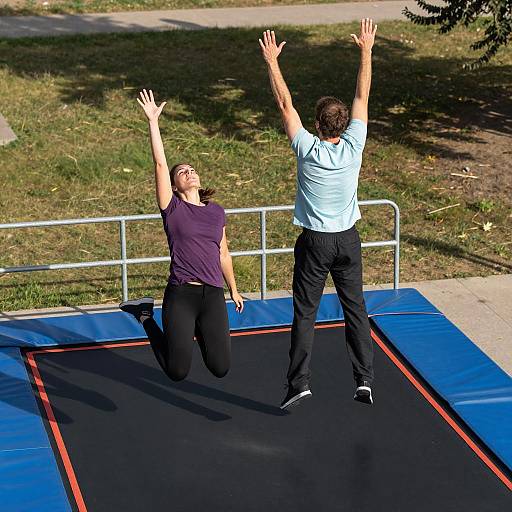 Mid-Jump Fun on a Trampoline