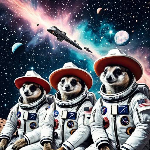 Surreal Meerkats as Astronauts in Space