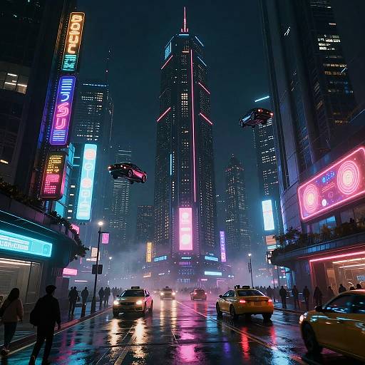 Surreal Cyberpunk Cityscape at Night