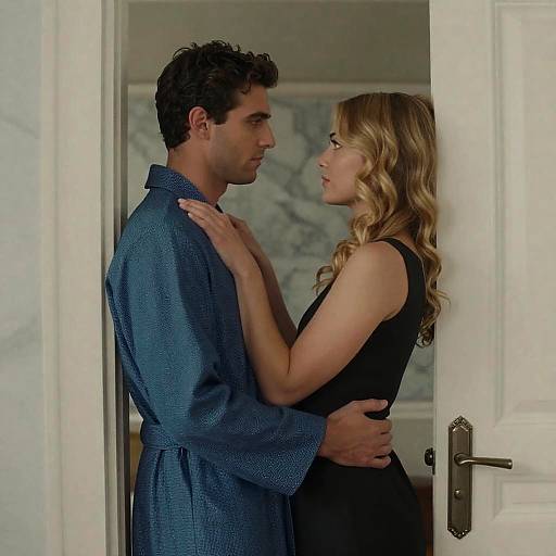 Intimate Doorway Embrace of a Couple