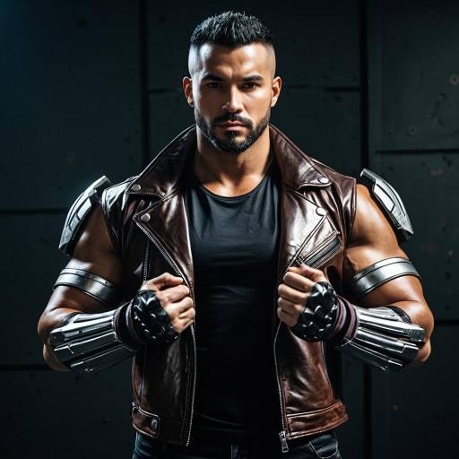 Man in Jax Briggs Cosplay Costume with Cybernetic Arms