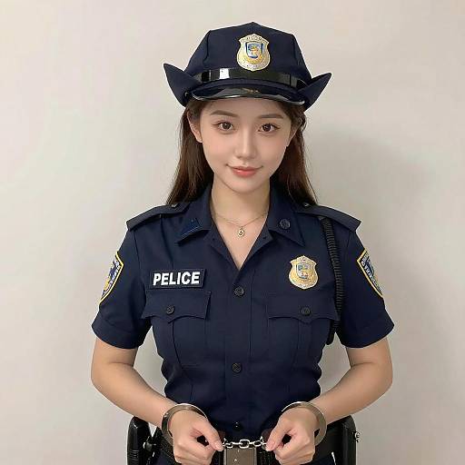Realistic Asian Policewoman Portrait