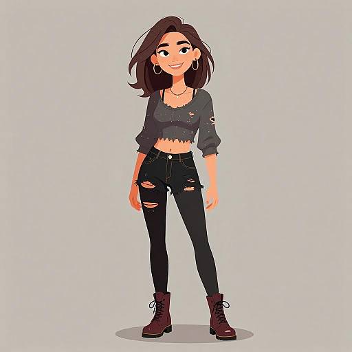 Grunge Style Smiling Woman Portrait