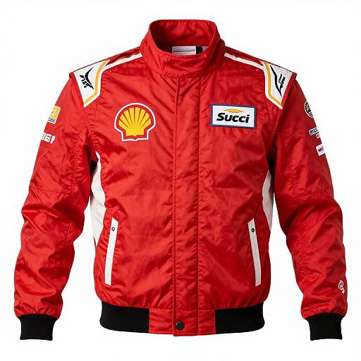 Red Racing Sports Jacket with Sponsors