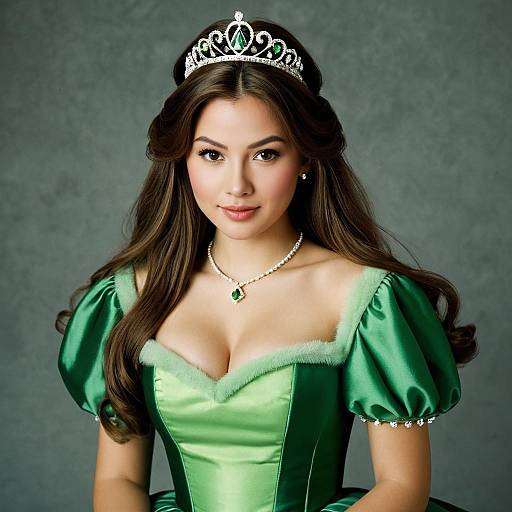 Elegant Disney Princess in Green Dress