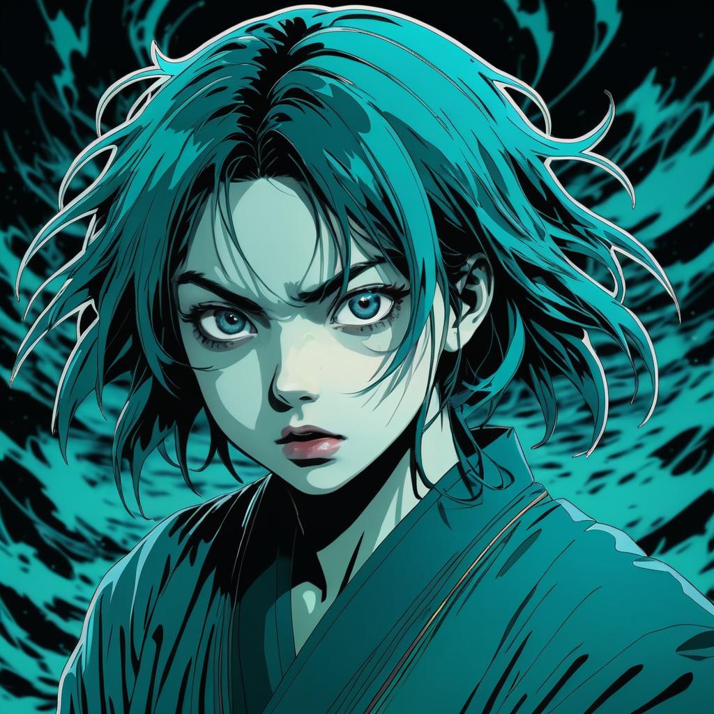 Dark Teal Horror Manga Art Style