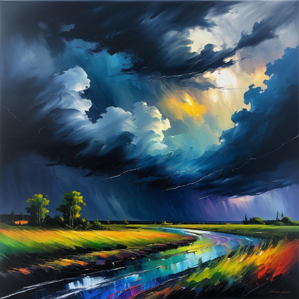 Intense Stormy Sky in Bold Oil Painting