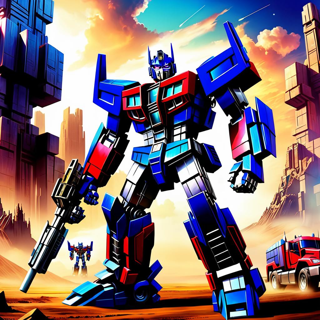 Surreal Dreamscape with Optimus Prime