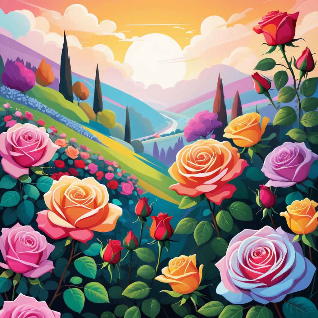 Whimsical Bright Roses in Playful Colors