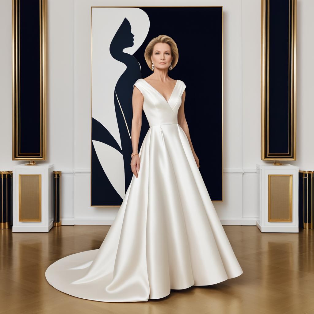 Elegant Evening Gown in Art Gallery