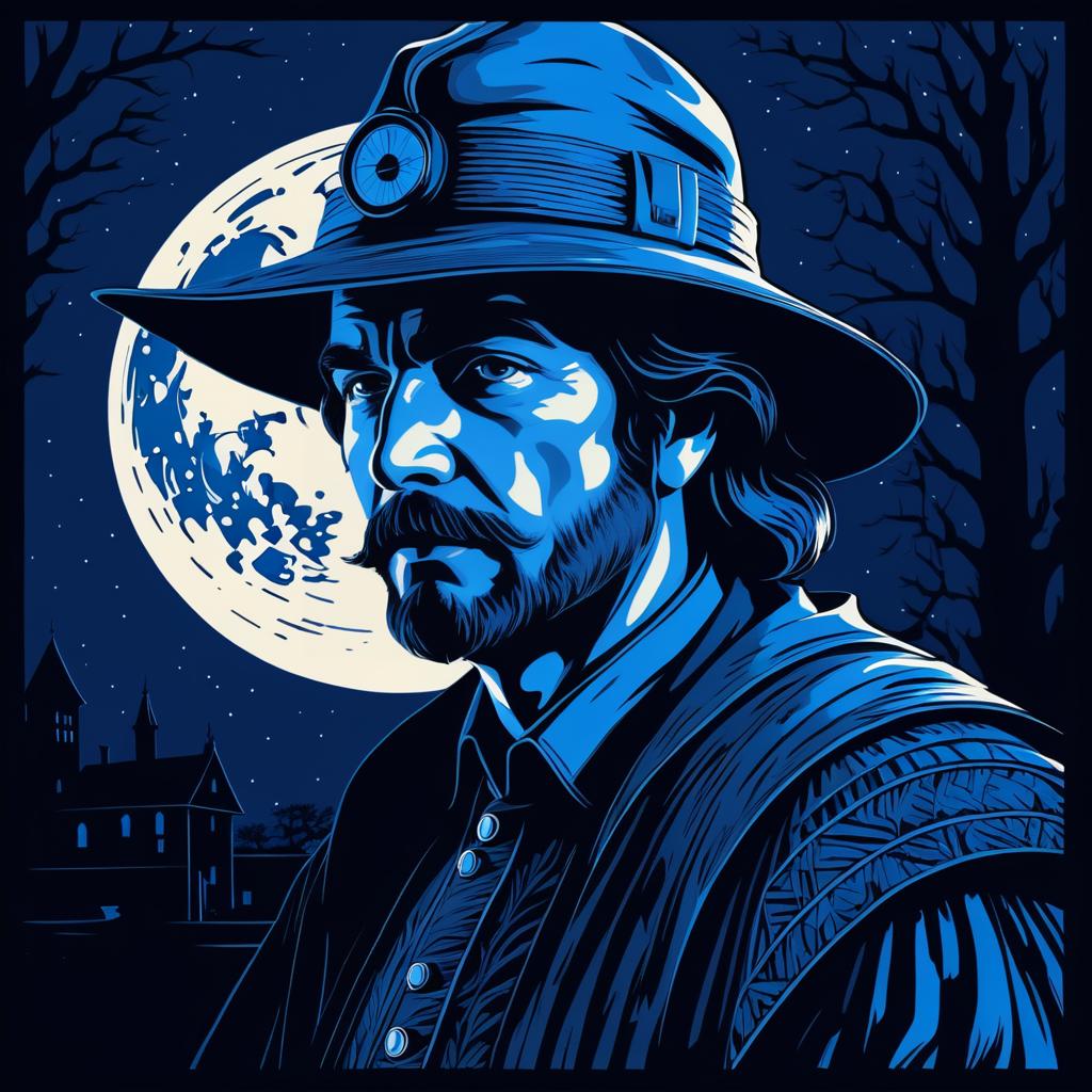 Mysterious Duotone Night Watchman Print