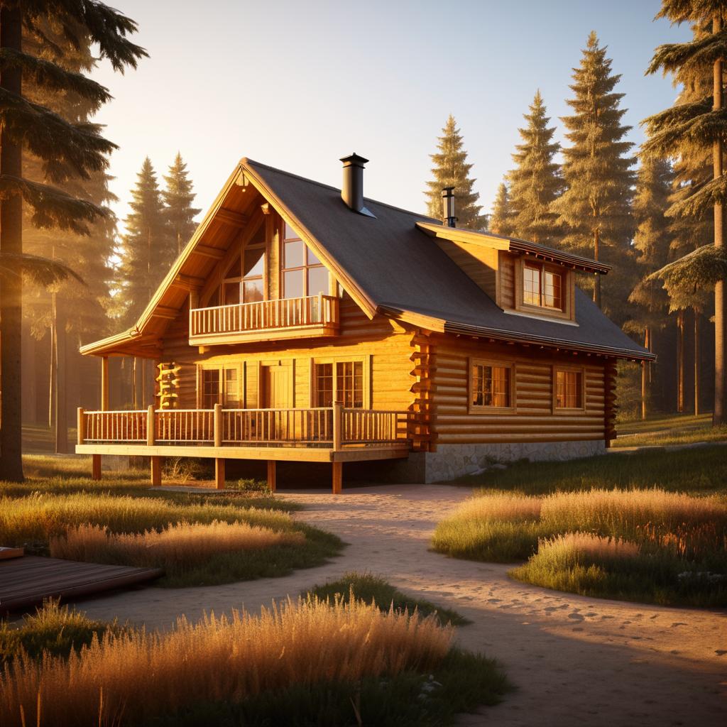 Cinematic Wooden Cabin Architectural Rendering