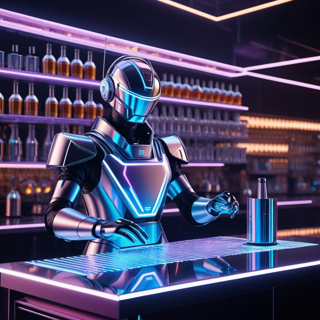 Futuristic Robot Bartender in Action